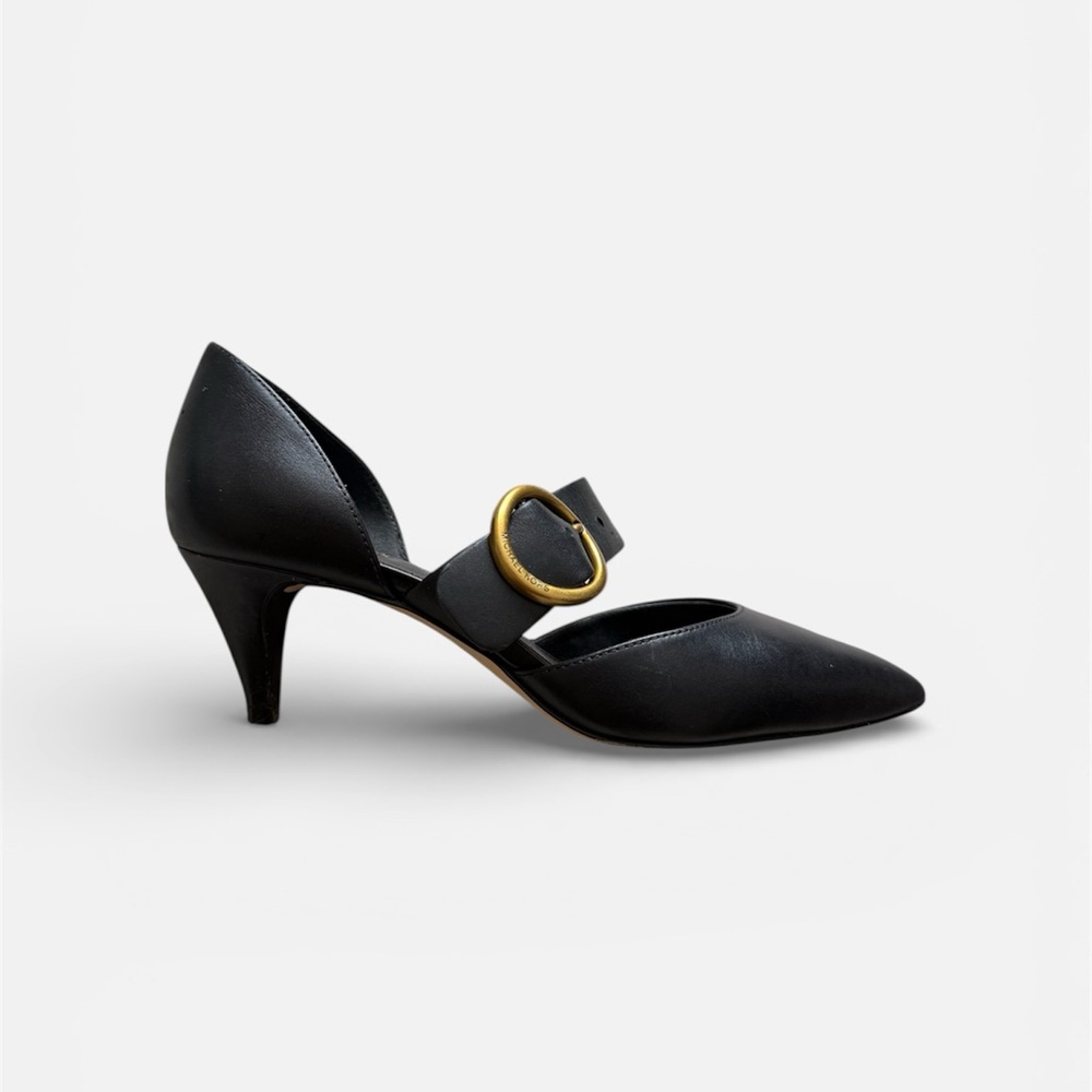 MICHAEL Michael Kors Black Heels with Gold Buckle